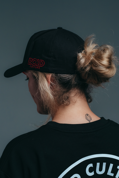 RED ON BLACK LOGO A FRAME CAP